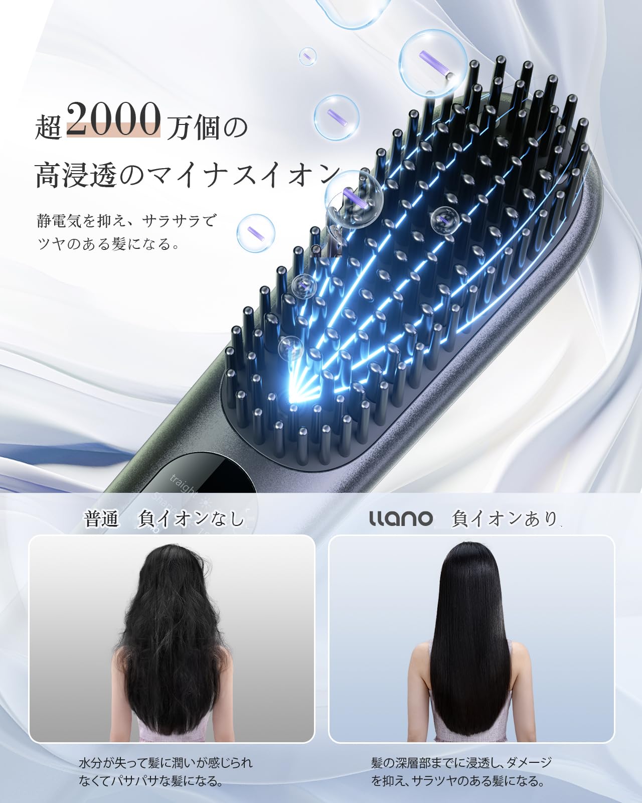 Amazon | llano コードレス ヒートブラシ 5000mAh大容量 type-C充電式